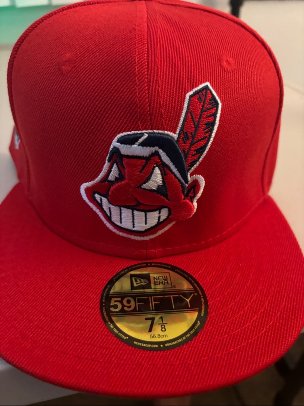 New Era Red Fitted Cap with Embroidered  7 1/8